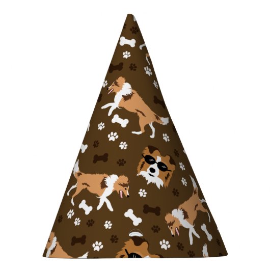 Shetland Sheepdog Shelties Pawprint Pattern Party Feesthoedjes (Rechts)