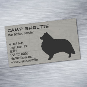Shetland Sheepdog Silhouet Sheltie Hout Stijl Visitekaartje Magneet