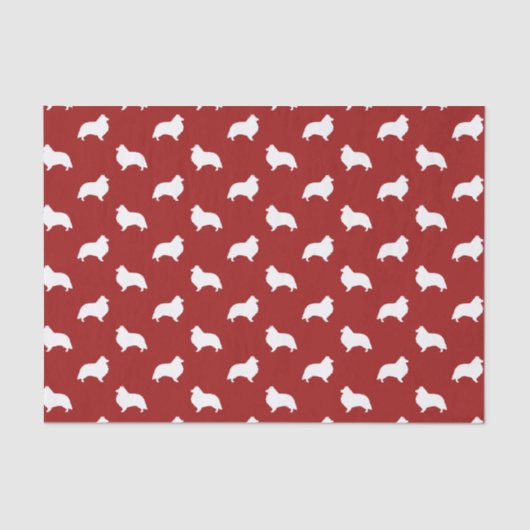 Shetland Sheepdog Silhouettes Pattern Red Tissuepapier (Voorkant)