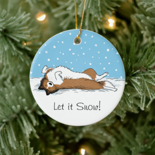 Shetland Sheepdog Snow Dog - Sheltie Vakantie Keramisch Ornament