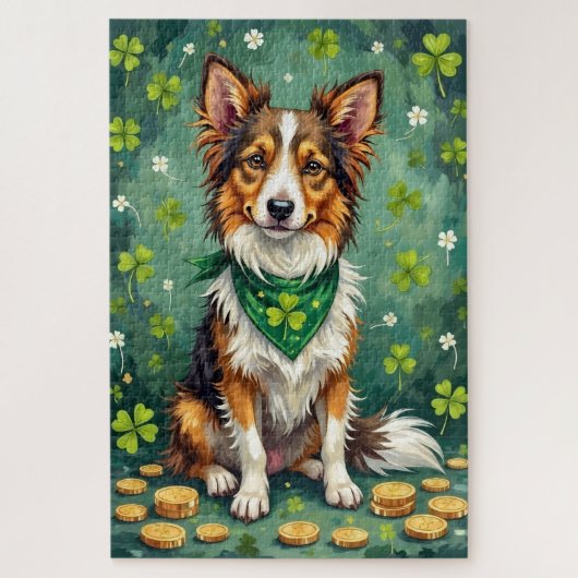 Shetland Sheepdog St Patrick’s Day Lucky Dog Legpuzzel (Verticaal)