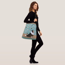 Shetland Sheepdog Tri Sheltie, Groen & Bruin Groot Crossbody Tas