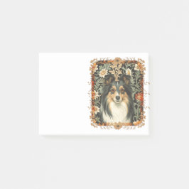 Shetland Sheepdog Tricolor Sheltie Vintage Floral Post-it® Notes