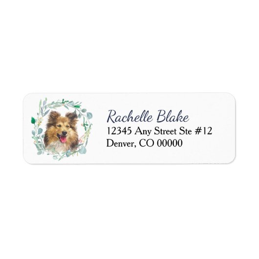 Shetland Sheepdog Wreatre Return Address Label (Voorkant)