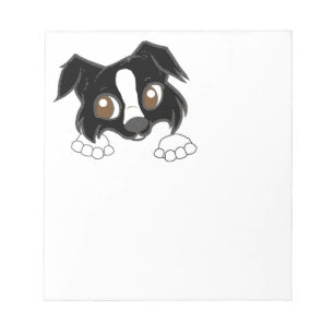 Shetland Sheepdog Zwart-wit Peeking Cartoon Notitieblok