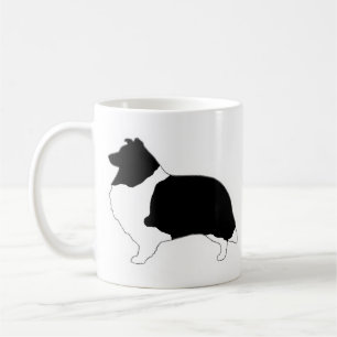Shetland Sheepdog zwart-wit silhouet Koffiemok