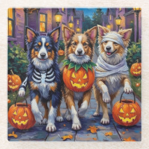 Shetland Sheepdogs in Halloween-kostuums Glazen Onderzetter