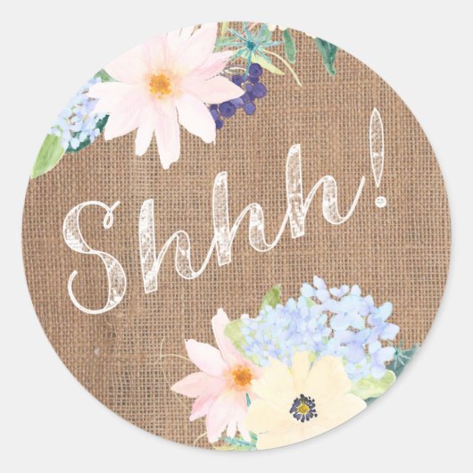 Shh! Burlap lace envelopzegels voor verrassingsfee Ronde Sticker (Voorkant)