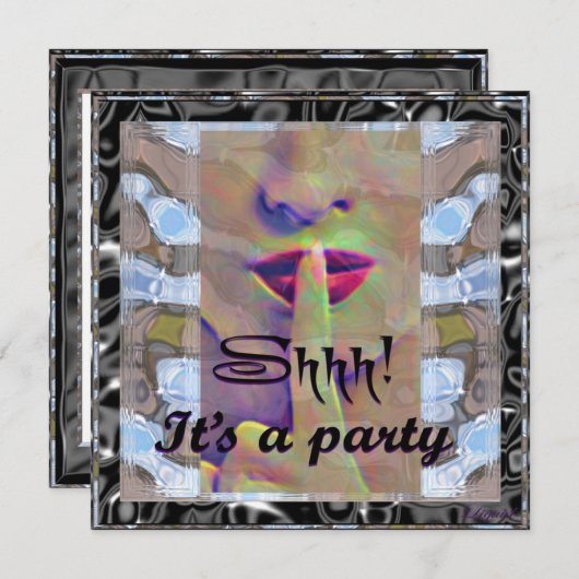 Shh! Het is een feestelijke uitnodiging (Voorkant / Achterkant)