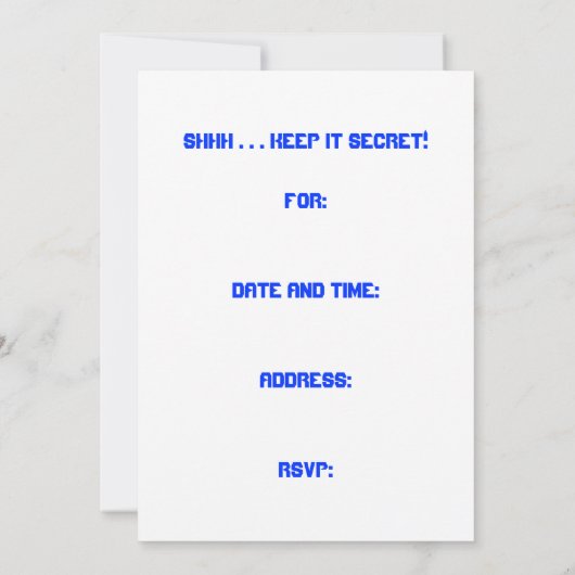 SHH... Invitations à SURPRISE PARIS (Dos)