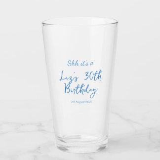 shh its a 30th birthday name date blue simple mini glas