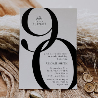 Shh It's a Surprise 90th Birthday Party Kaart