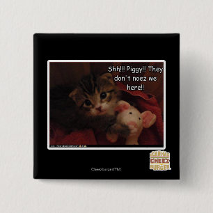 Shh!! Piggy! Vierkante Button 5,1 Cm