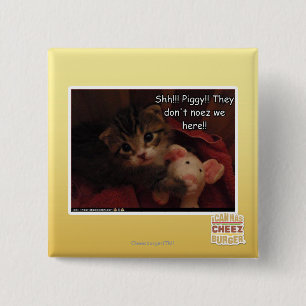 Shh!! Piggy! Vierkante Button 5,1 Cm