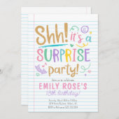 Shh Surprise Anniversaire Ado Fête Invitation (Devant / Derrière)