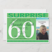 Shh Surprise Anniversaire Fête Invitation | Green (Dos)