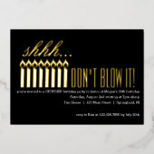 Shhh.. BLAUW HET NIET! Surprise Birthday Folie Uitnodiging (Voorkant)