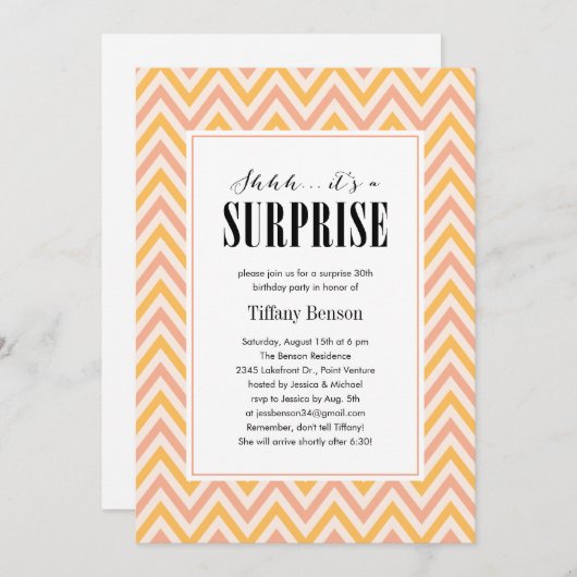 Shhh… c'est des invitations d'une fête (Devant / Derrière)