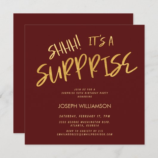 Shhh! Het is een Surprise 50th Birthday Gold Bourg Kaart (Voorkant / Achterkant)