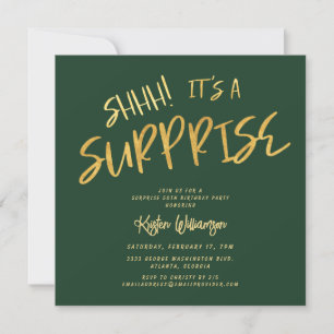 Shhh! Het is een Surprise 50th Birthday Gold Green Kaart
