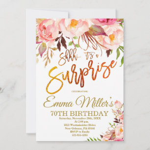Shhh het is een Surprise Birthday Invite, Boho Roz Kaart