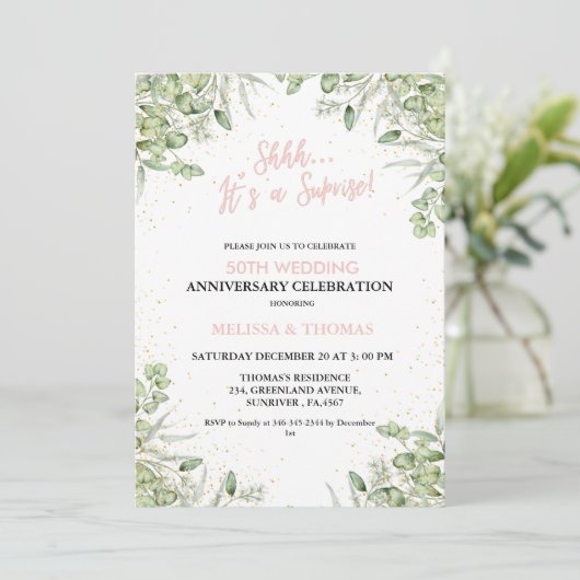 Shhh Het is een verrassing 50ste bruiloft Jubileum Kaart (Staand voorkant)