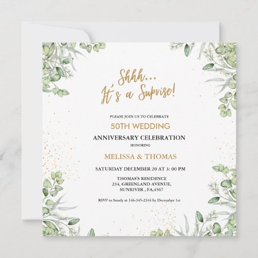 Shhh Het is een verrassing 50ste bruiloft Jubileum Kaart (Achterkant)