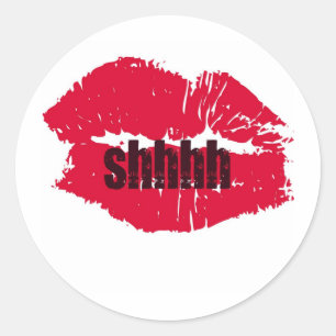 SHHH HOT LIPS PRINT RONDE STICKER