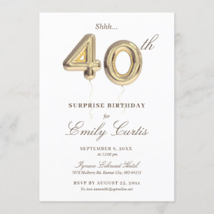 Shhh Surprise 40th Birthday Party Kaart