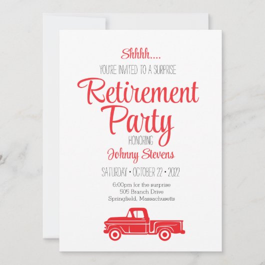 Shhh Surprise Retraite Party Invitation (Devant)