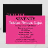 Shhh Surprise Seventieth 70th Birthday Party Kaart (Voorkant / Achterkant)