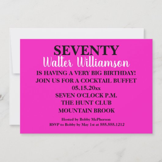 Shhh Surprise Seventieth Anniversaire Invitation (Devant)