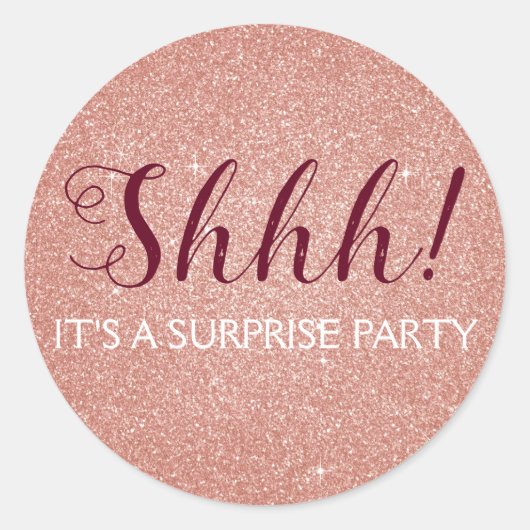 Shhh! Verrassend Roos Gold Birthday Party Birthday Ronde Sticker (Voorkant)