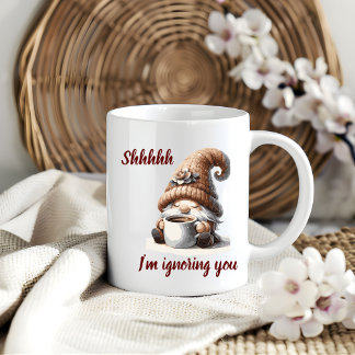"Shhhh...ik negeer je" Schattigee Waterverf Gnome Koffiemok