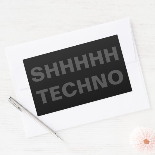 SHHHHH TECHNO Sticker gray on black (Enveloppe)