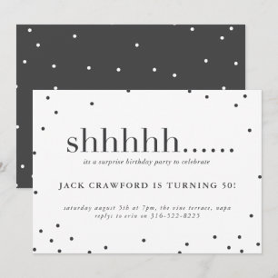 Shhhhh, verrassende uitnodiging voor verjaardagsfe
