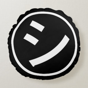 ㋛ Shi Kana Katakana glimlachend Emoji/Emoticon Rond Kussen