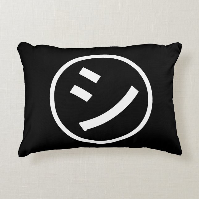 ㋛ Shi Kana Katakana Smiling Emoji/Emoticon Accent Kussen (Voorkant)
