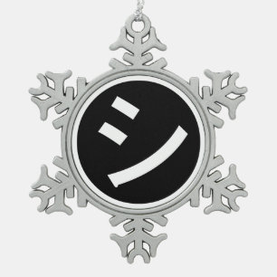 ㋛ Shi Kana Katakana Smiling Emoji/Emoticon Tin Sneeuwvlok Ornament