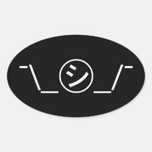 Shi Kana Shrug Emoticon - piobe\_ ㋛_/ Japanse Kaom Ovale Sticker