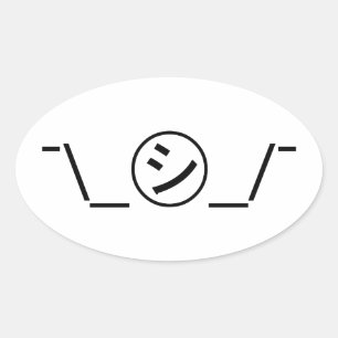 Shi Kana Shrug Emoticon - piobe\_ ㋛_/ Japanse Kaom Ovale Sticker