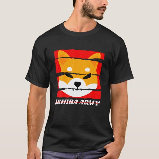 $SHIB ARMY to the Moon Shiba Inu Coin Cryptocurren T-shirt (Voorkant)