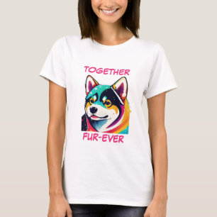 Shiba Akita Inu Pastel Kleurrijke Abstracte Honden T-shirt