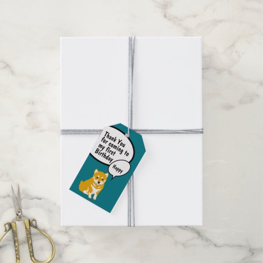 Shiba Dog Year 2018 Birthday Dank je Label Cadeaulabel (Met Touw)