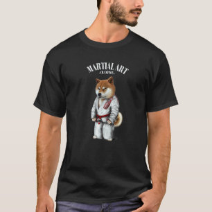 Shiba-hond Judo Karate Meester in Witte Judogi T-shirt