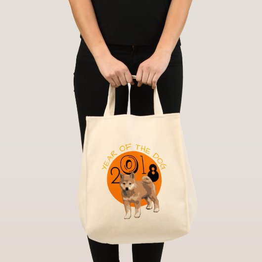 Shiba in het jaar 2018 Grocery Cotton Bag Tote Bag (Voorkant (product))