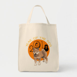 Shiba in het jaar 2018 Grocery Cotton Bag Tote Bag