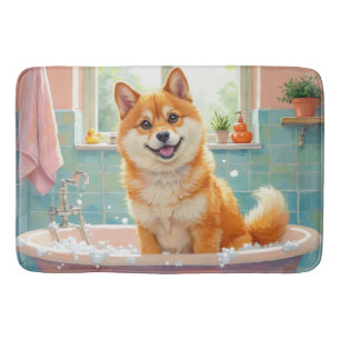 Shiba Inu badtijd Mooie badkamerdecoratie Badmat