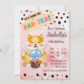 Shiba Inu Boire Boba Thé Anniversaire Invitation (Devant)