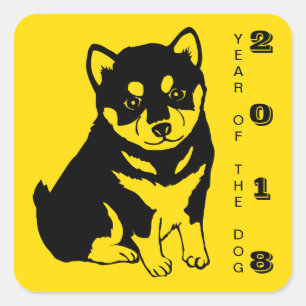 Shiba Inu Chinees hondenjaar 2018 vierkante Sticke Sticker
